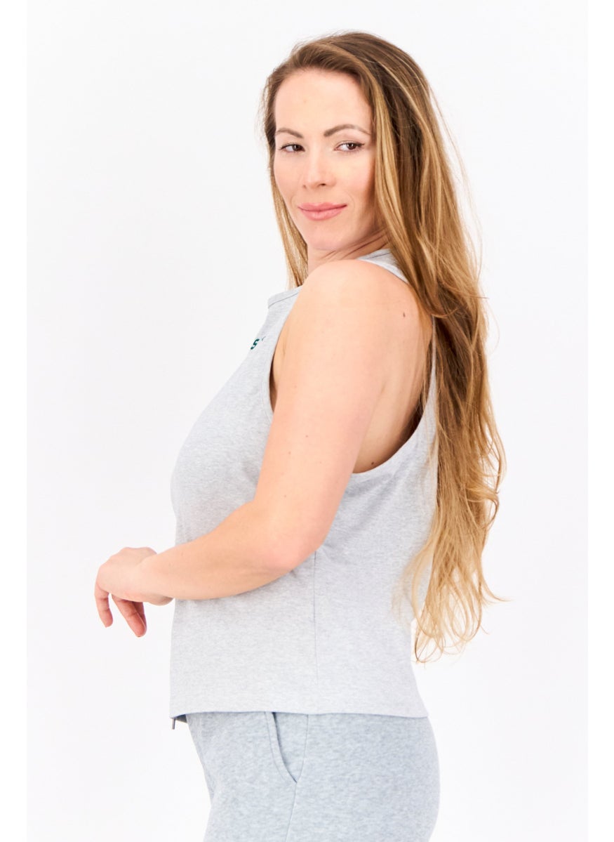 PUMA Women Sportswear Fit Sleeveless Training Tank Tops, Light Grey Heather  - Image 3