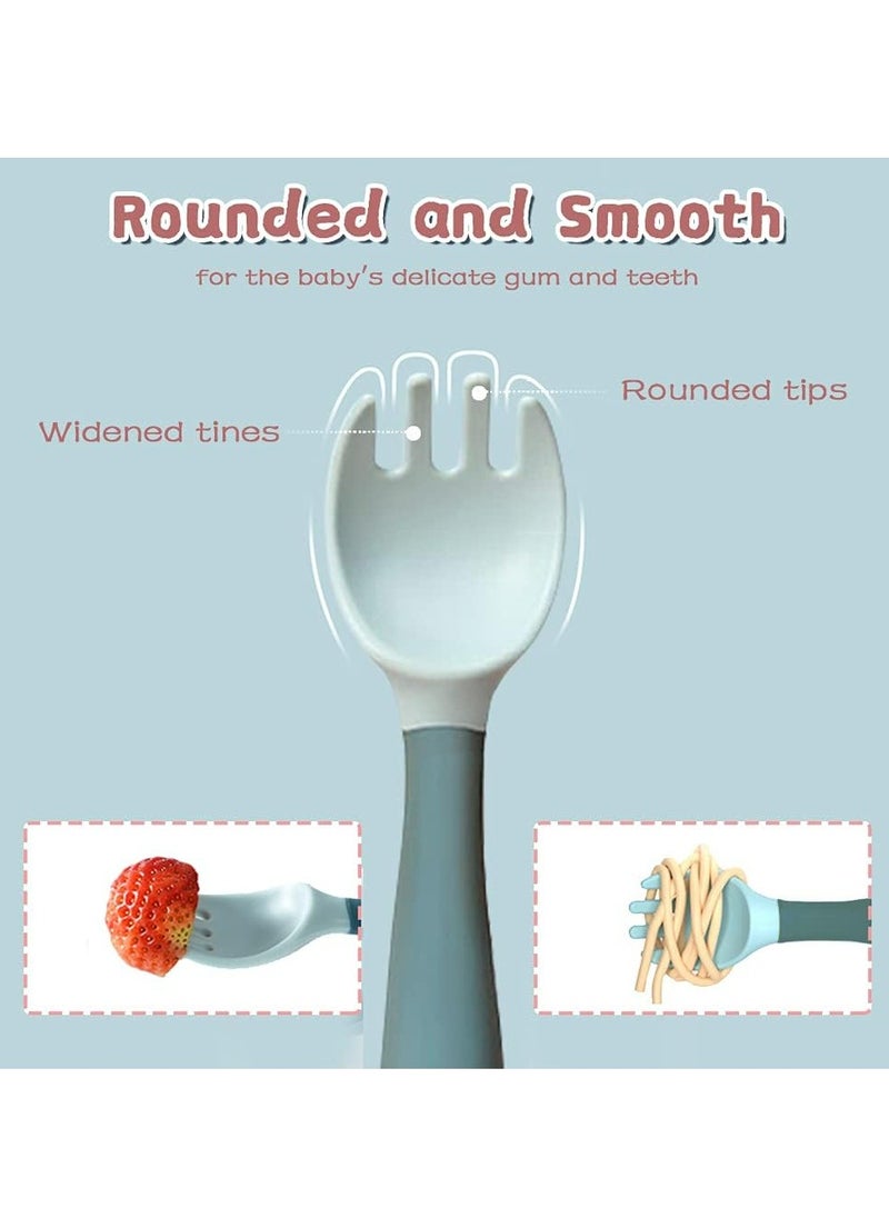 Oasisgalore - 2-Set Toddler Utensils with Travel Case, Baby Spoon and Fork Set for Self-Feeding and Training Child Tableware Travel Set - Image 1