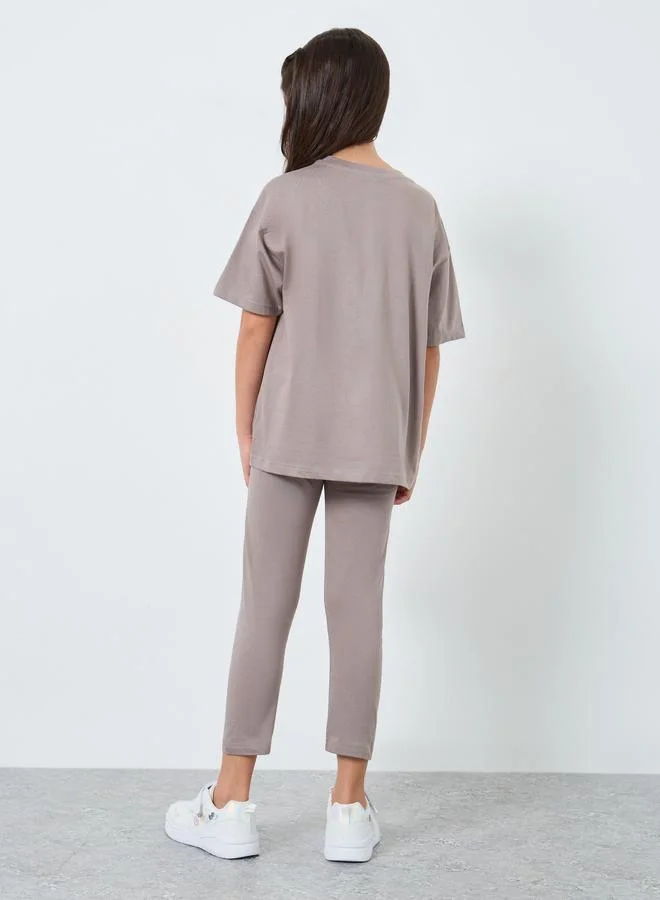 Styli Solid Oversized T-Shirt and Leggings Set