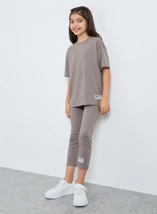 Styli Solid Oversized T-Shirt and Leggings Set