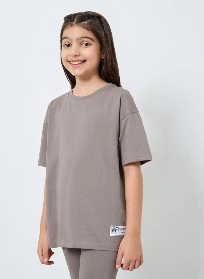 Styli Solid Oversized T-Shirt and Leggings Set