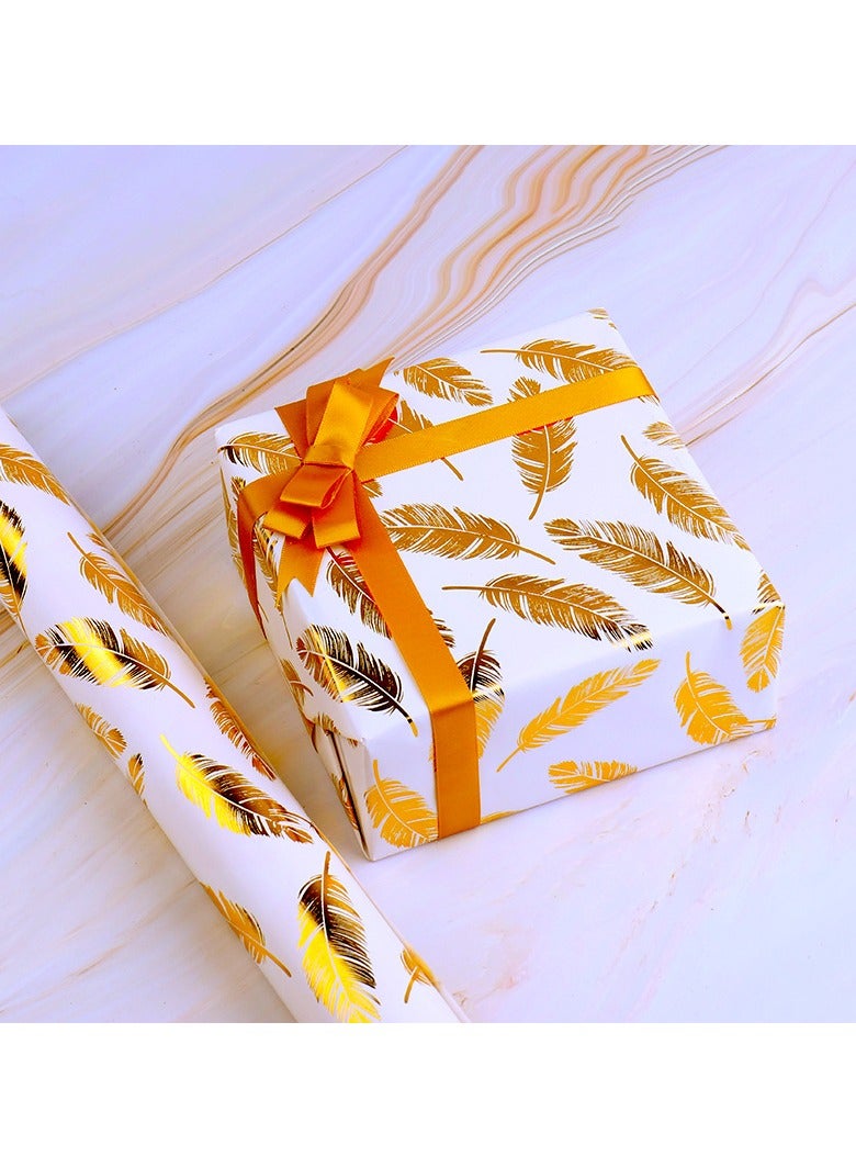 Generic Set of 5pcs 50 x 70cm Gold Feather Wrapping Paper for Birthdays, Weddings, Anniversaries  - Image 1
