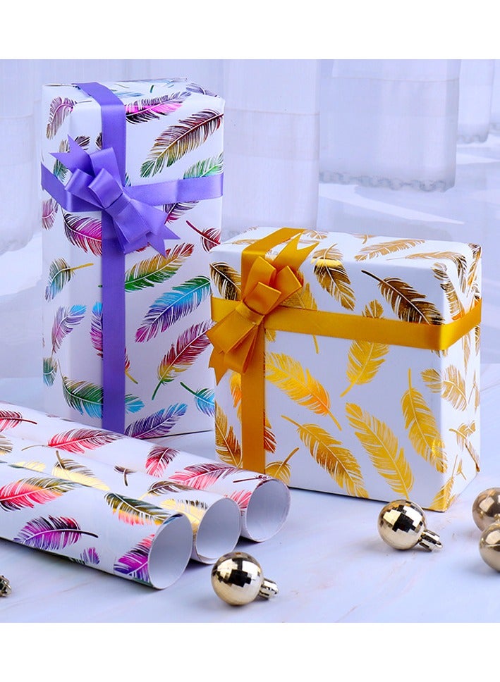 Generic Set of 5pcs 50 x 70cm Gold Feather Wrapping Paper for Birthdays, Weddings, Anniversaries  - Image 2