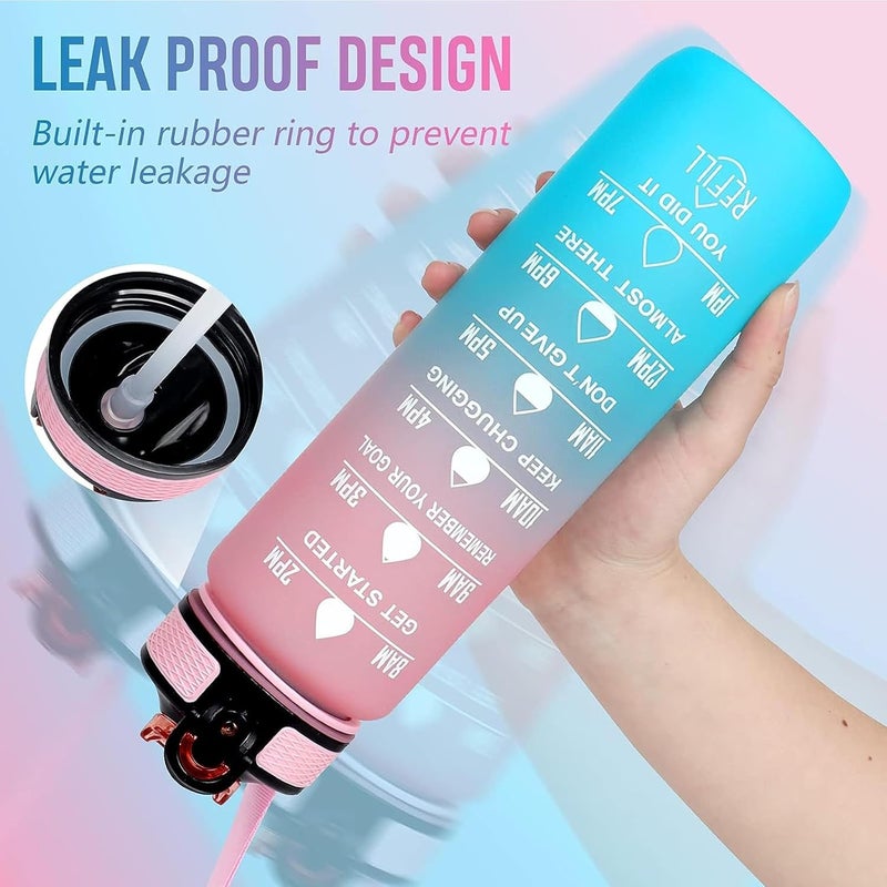 Wisedeal Mom 32 oz Water Bottle with Times Marker to Drink and Straw Carrying Strap Leakproof Tritan BPAFree Ensure You Drink Enough Water for Fitness Gym Camping Outdoor Sports - Image 5