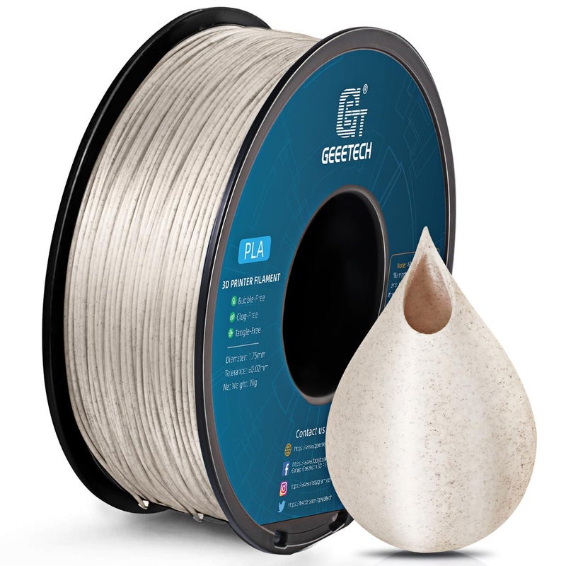 Geeetech Marble PLA Filament, 1.75mm 3D Printer Filament 1kg(2.2lbs), Dimensional Accuracy +/- 0.02 mm, Marble White-Brown Stone Color, Fit Most FDM Printer - Image 2