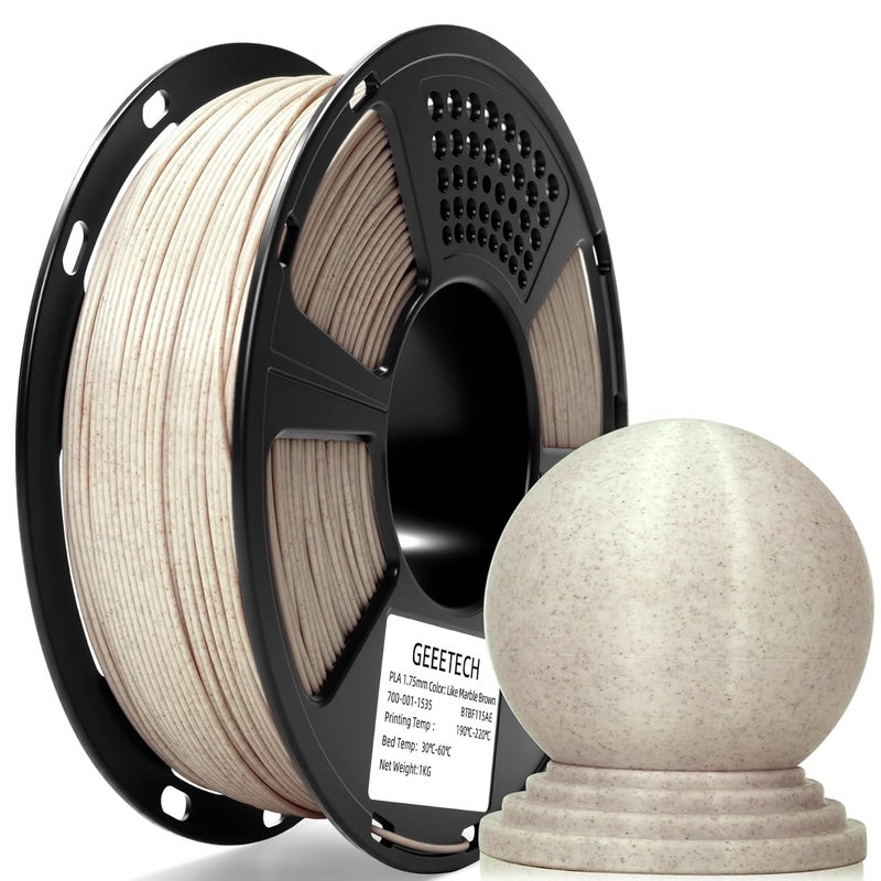 Geeetech Marble PLA Filament, 1.75mm 3D Printer Filament 1kg(2.2lbs), Dimensional Accuracy +/- 0.02 mm, Marble White-Brown Stone Color, Fit Most FDM Printer - Image 1