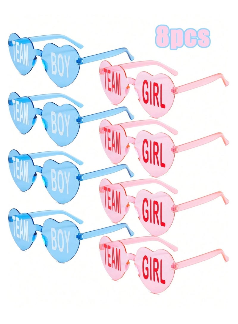 Gender Reveal Party Decoration – Glasses Set A fun party accessory set consisting of 4 pink "Team Girl" glasses and 4 blue "Team Boy" glasses – perfect for gender reveal celebrations. - Image 1