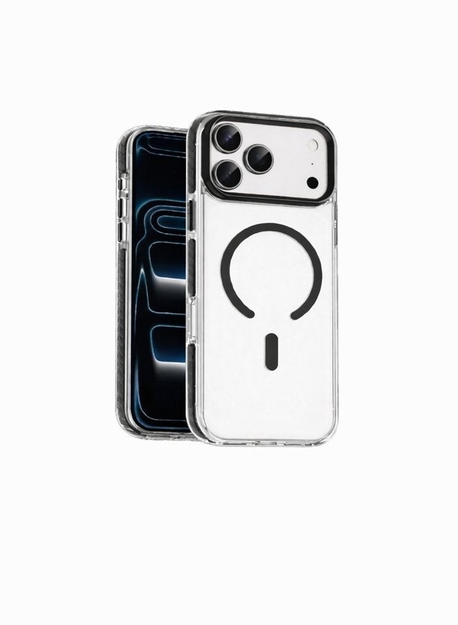 VR CREATIVE Transparent MagSafe Case for Apple iPhone 17 Pro Max with Black Bumper and Camera Border Shockproof Back Cover Clear - Image 4