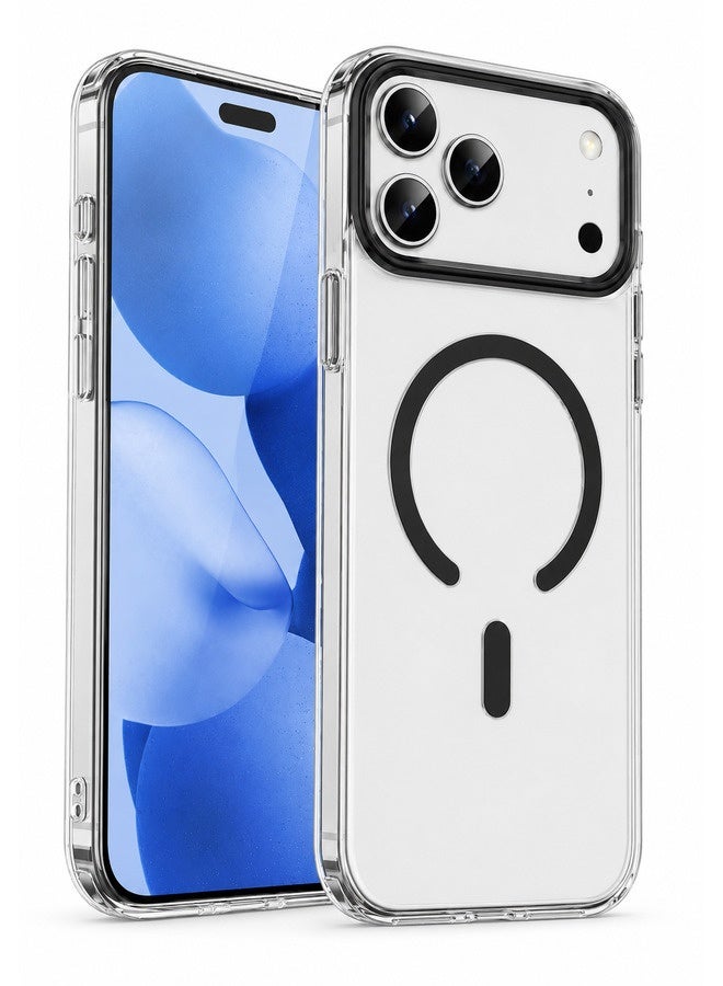 في آر كرييتيف جراب MagSafe شفاف لهاتف Apple iPhone 17 Pro Max مع إطار أسود وحدود للكاميرا، غطاء خلفي مقاوم للصدمات وشفاف - Image 2