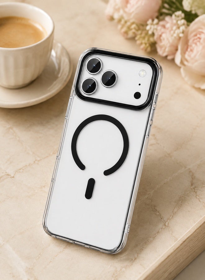 في آر كرييتيف جراب MagSafe شفاف لهاتف Apple iPhone 17 Pro Max مع إطار أسود وحدود للكاميرا، غطاء خلفي مقاوم للصدمات وشفاف - Image 4