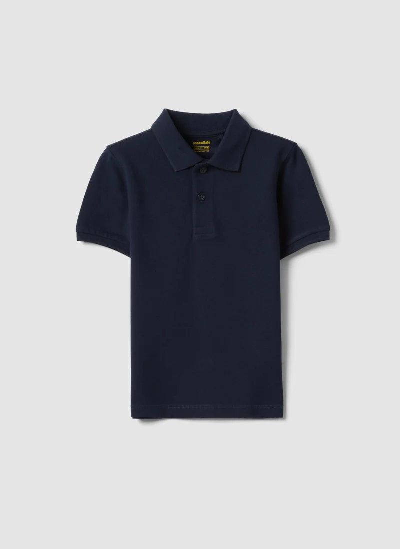 او في اس OVS Boysâ€™ Blue Organic Cotton Polo Shirt, Regular Fit