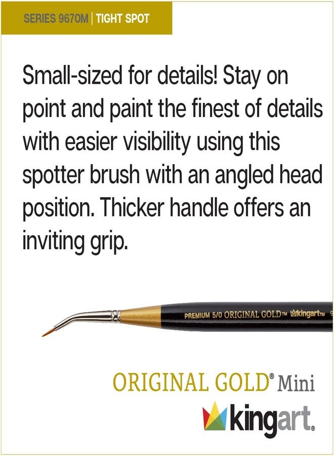 KINGART Premium Original Gold 9670M-10/0 Micro Detail TIGHTSPOT Detailer - Mini Thick Handle Series Artist Brush, Golden Taklon Synthetic Hair, for Acrylic, Watercolor, OGouache Painting, Size 10/0 - Image 3
