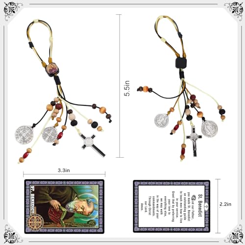 TALPGOD St Benedict Medals for Door with Saint Benedict Prayer Cards Home Protection,St Benedict Crucifix Catholic Gift Set for New Home Door Hanger Decor,Medalla De San Benito,Escapularios Catolicos - Image 2