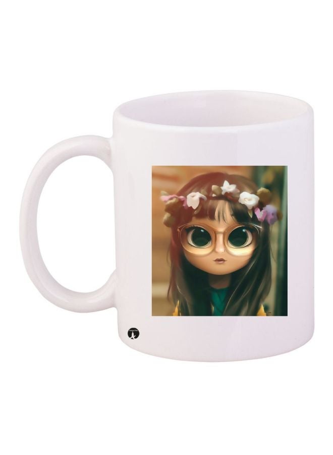 RYN Cartoon Printed Coffee Mug White/Beige/Grey 11ounce