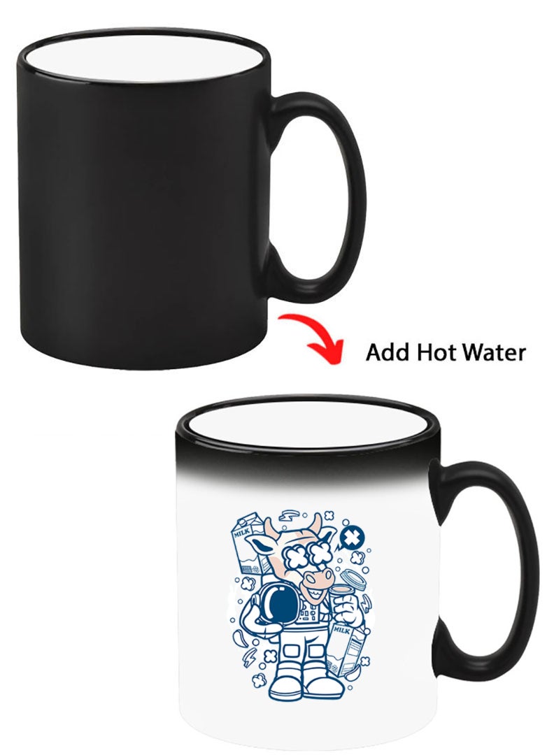 Theodor Color Changing Heat Sensitive Ceramic Mug, Image Revealed When HOT Liquid is Added! Cow astronaut - Image 1