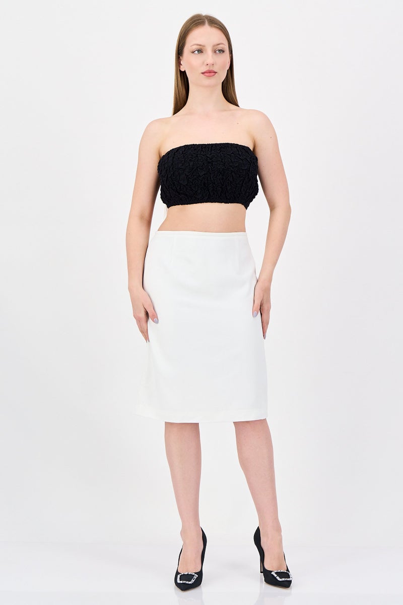 Tahari Women Solid Midi Skirt, Ivory - Image 4