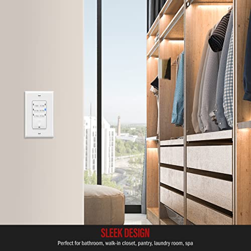 ENERLITES 4-Hour Countdown Timer Switch, 5-10-30-60 Min, 2-4 Hour, for Bathroom Fans, Lights, 120VAC Neutral Wire Required, UL Listed, HET06-W-2PCS, White, 2 Pack - Image 2