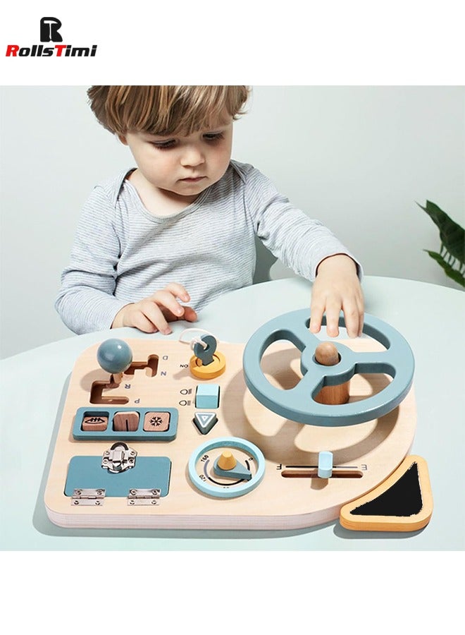 رولستيمي عجلة القيادة مشغول مجلس الأطفال مشغول مجلس الأطفال تعلم اللعب أداة الاطفال لعب الأطفال التدريب اللعب خشبية الحسية الأطفال اليد تعمل اللعب أداة الحسية مجلس - Image 2