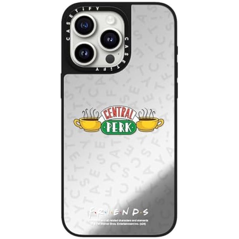 Casetify Mirror iPhone 15 Pro Max Case 【Friends Co-Lab / 4.9ft Drop Protection/Compatible with Magsafe】 - Central Perk - Silver on Black - Image 3
