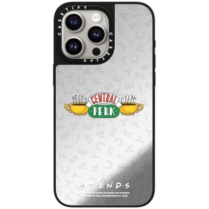Casetify Mirror iPhone 15 Pro Max Case 【Friends Co-Lab / 4.9ft Drop Protection/Compatible with Magsafe】 - Central Perk - Silver on Black - Image 1
