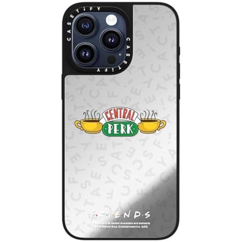 Casetify Mirror iPhone 15 Pro Max Case 【Friends Co-Lab / 4.9ft Drop Protection/Compatible with Magsafe】 - Central Perk - Silver on Black - Image 2