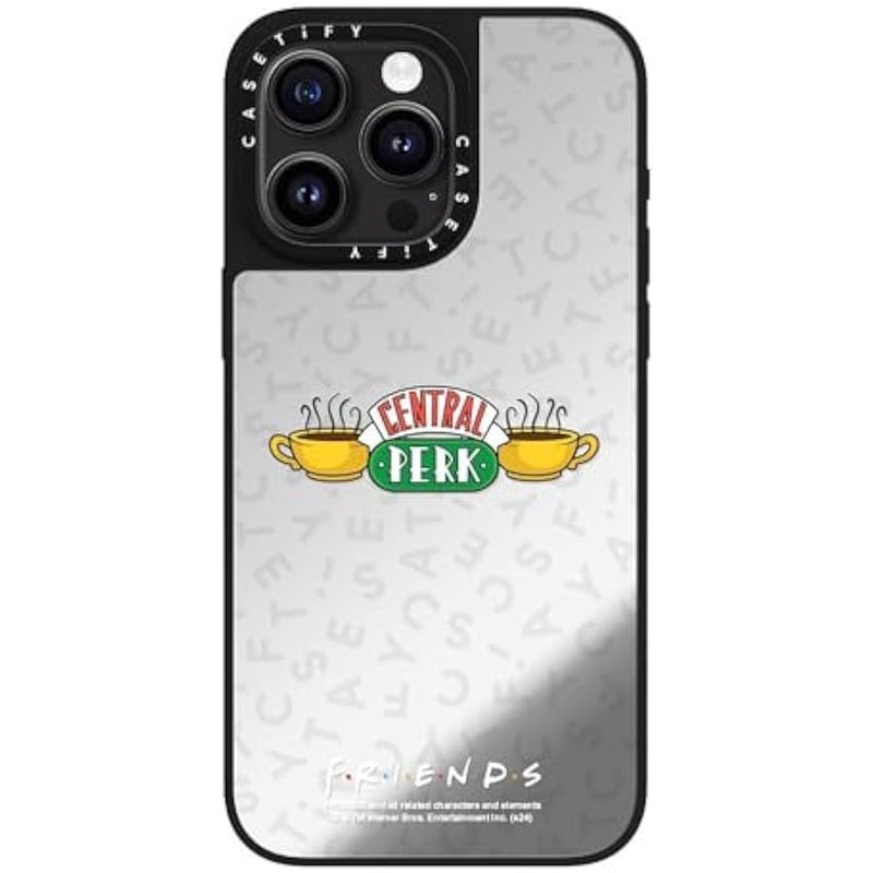 Casetify Mirror iPhone 15 Pro Max Case 【Friends Co-Lab / 4.9ft Drop Protection/Compatible with Magsafe】 - Central Perk - Silver on Black - Image 4