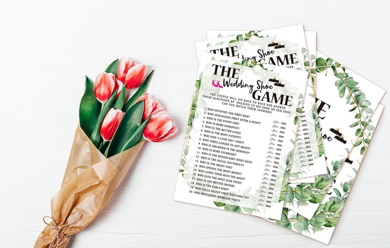 Huastatewolf Bridal Shower Game Cards, Wedding Shoe Game, Tropical Jungle Theme Engagement Party Cards for Wedding, Set of 30 (Leaf004) - Image 4