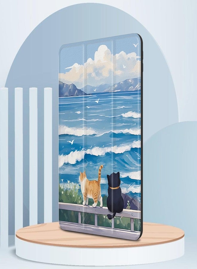 Xkladz جراب Xkladz لأجهزة iPad من الجيل التاسع/الثامن/السابع (2021/2020/2019) مقاس 10.2 بوصة، جراب مع حامل قلم، غطاء خلفي شفاف، تصميم أنيق وجذاب للنساء والفتيات والفتيان، خاصية التشغيل/الإيقاف التلقائي، تصميم قطة لطيفة - Image 5