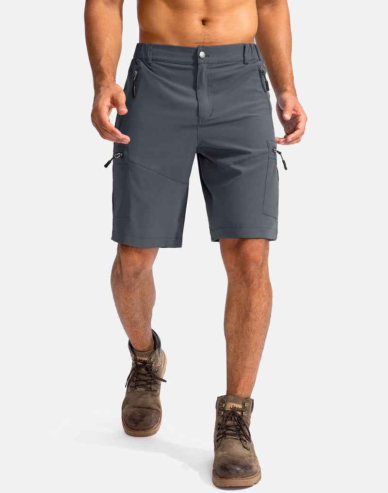 Pudolla Men's Hiking Cargo Shorts 9" Lightweight Outdoor Work Shorts for Men Travel Golf Camping Casual with 5 Zipper Pockets(Deep Grey X-Large) - Image 2