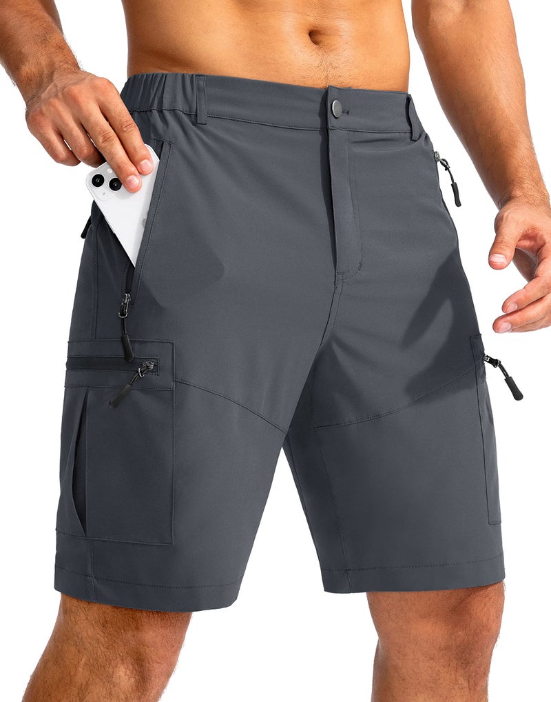 Pudolla Men's Hiking Cargo Shorts 9" Lightweight Outdoor Work Shorts for Men Travel Golf Camping Casual with 5 Zipper Pockets(Deep Grey X-Large) - Image 1