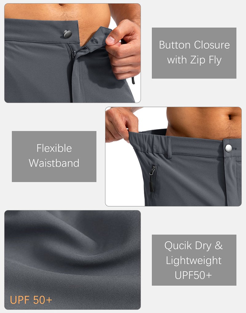 Pudolla Men's Hiking Cargo Shorts 9" Lightweight Outdoor Work Shorts for Men Travel Golf Camping Casual with 5 Zipper Pockets(Deep Grey X-Large) - Image 5