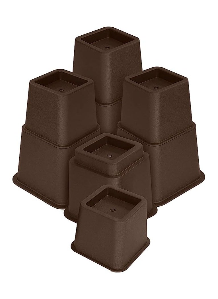 TRADE BAY Bedding Adjustable Bed Furniture Risers - Elevation in Heights 3, 5 or 8 Inch Heavy Duty Risers for Sofa and Table - Supports up to 1,300 lbs - (Set of 4 Riser, Brown)  - Image 1