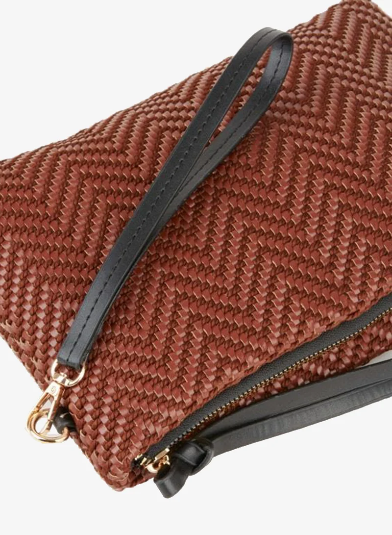 Women's Bellis Fish Scale Open Coffee Lined Wrist Strap Portfolio Handbag and Clutch.