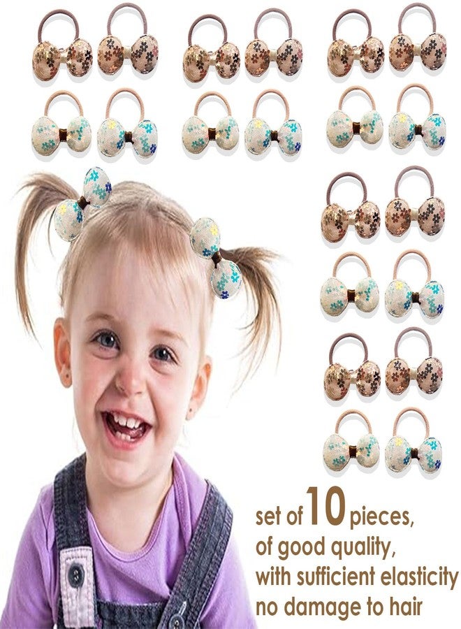 KARP 20 PCS Glitter Bow Hair Ties for Girls - Elastic Hair Bands with Floral Sequin Design - Cute Ponytail Holders for Kids & Toddlers(Hair Rubber Band (K2502)-Style -2) - Image 3