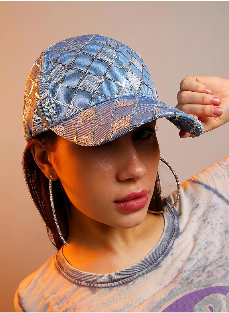 Haute Sauce Geometric Sequin Baseball Cap