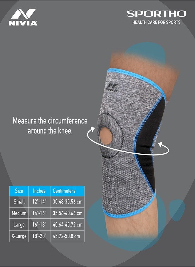 Nivia Orthopedic Knee Support For Men & Women with Patella Hole Slip-in Premium Breathable Compression Knee Sleeve, Enhanced Performance in Sports, Workouts & Daily Activities(Grey, M), Single Piece - Image 2