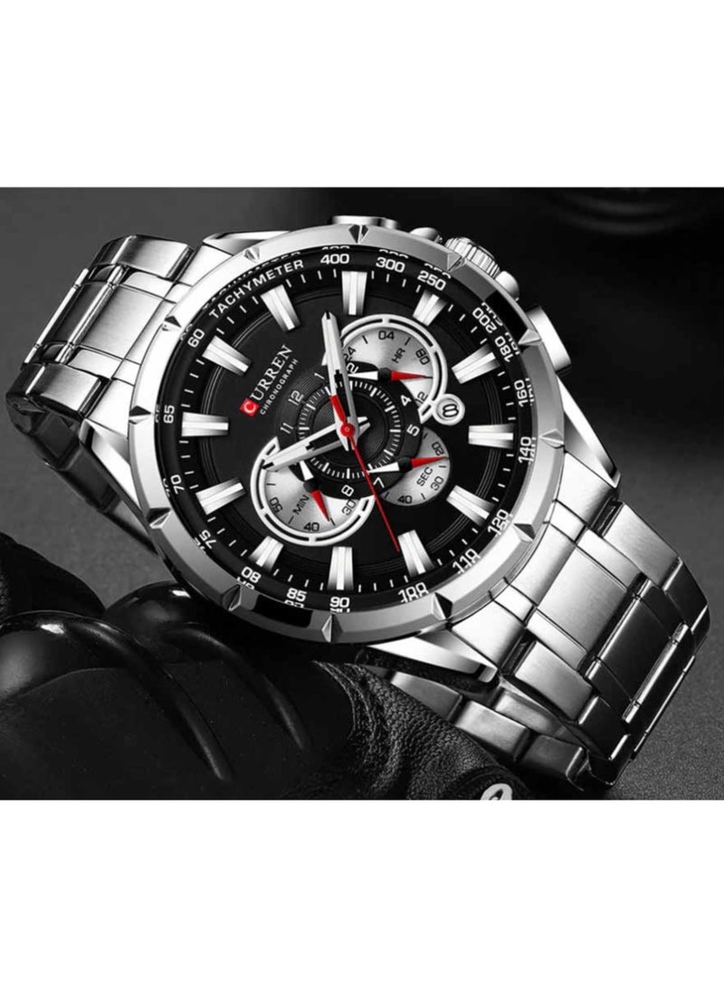 CURREN 8363 Original Brand Stainless Steel Band Wrist Watch For Men