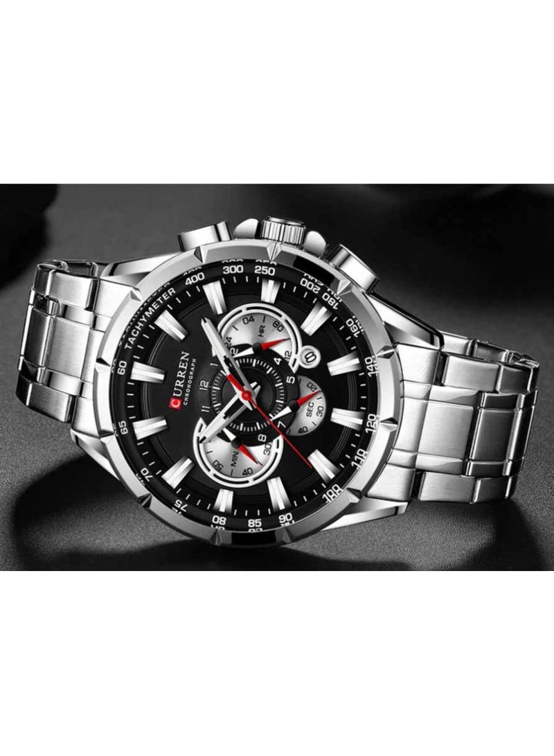 CURREN 8363 Original Brand Stainless Steel Band Wrist Watch For Men