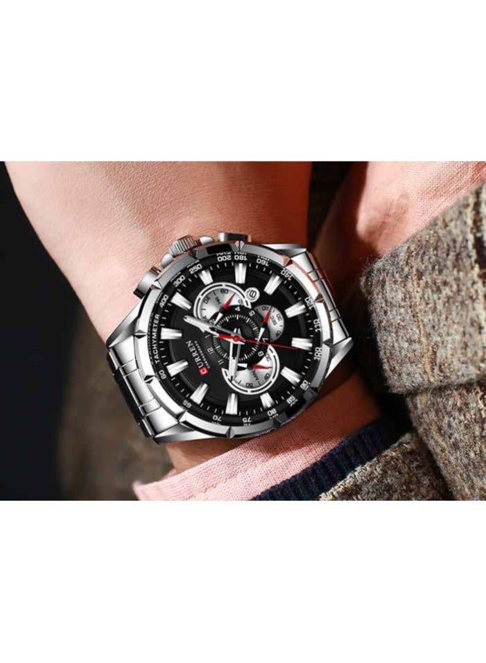 CURREN 8363 Original Brand Stainless Steel Band Wrist Watch For Men