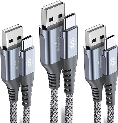 sweguard USB Type C Charger Cable 3Pack10ft66ft33ft iPhone 15 Charger Nylon Braided Cord for iPhone 15 Pro Max Samsung Galaxy S23 S22 S21 S20 S10 S9 Note 20 10 Flip A53 A54 Pixel LG Moto PS5 - Image 1