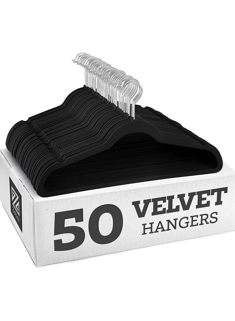 50 Pack Non-Slip Velvet Hangers - Ultra-Thin Space Saving Clothes Hangers with 360° Swivel Hooks, Holds Up to 10 lbs  - Image 1