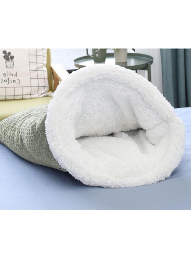 general Cat sleeping bag, washable self-heating cat bed snuggle bag, warm indoor cat hole bed, soft plush pet calming bed, comfortable pet nest bed, winter pet bed (grey) suitable for dogs and cats up to 6kg - Image 2