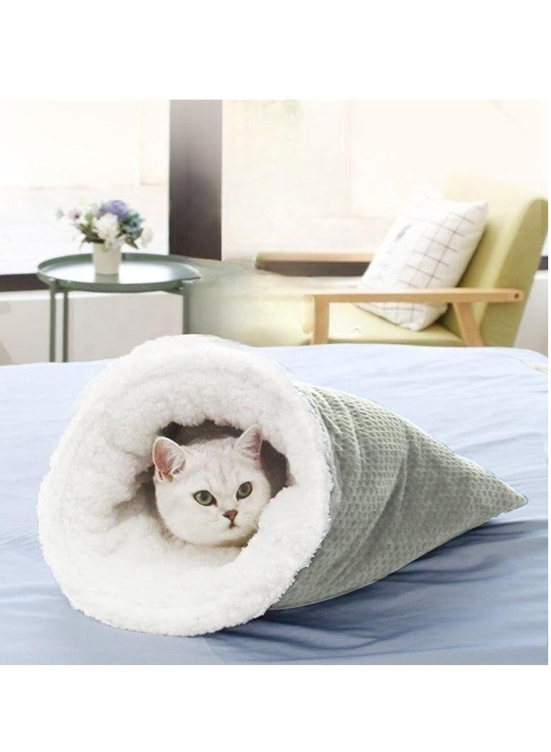 general Cat sleeping bag, washable self-heating cat bed snuggle bag, warm indoor cat hole bed, soft plush pet calming bed, comfortable pet nest bed, winter pet bed (grey) suitable for dogs and cats up to 6kg - Image 4