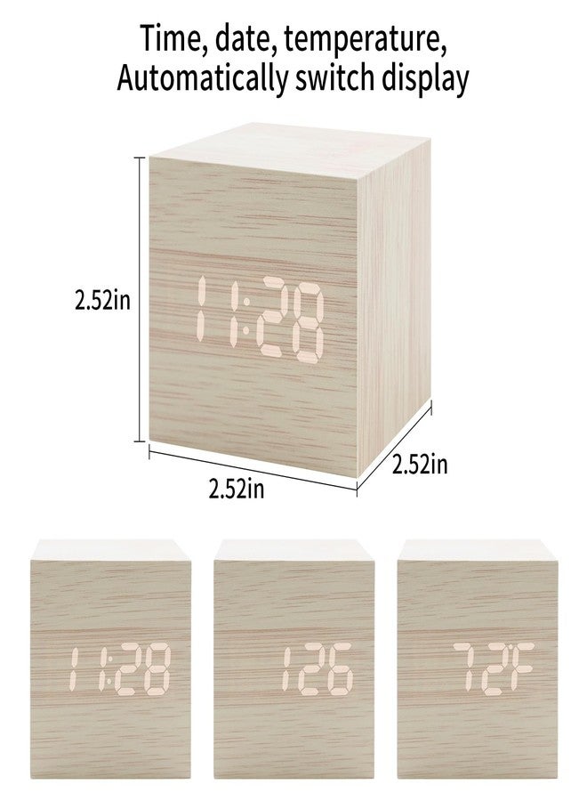KESHIDE Wooden Digital Alarm Clocks for Bedrooms - Small LED Clock with, DC Port, Temperature, Snooze, DST, Wood Décor, Adapter Powered - Image 3