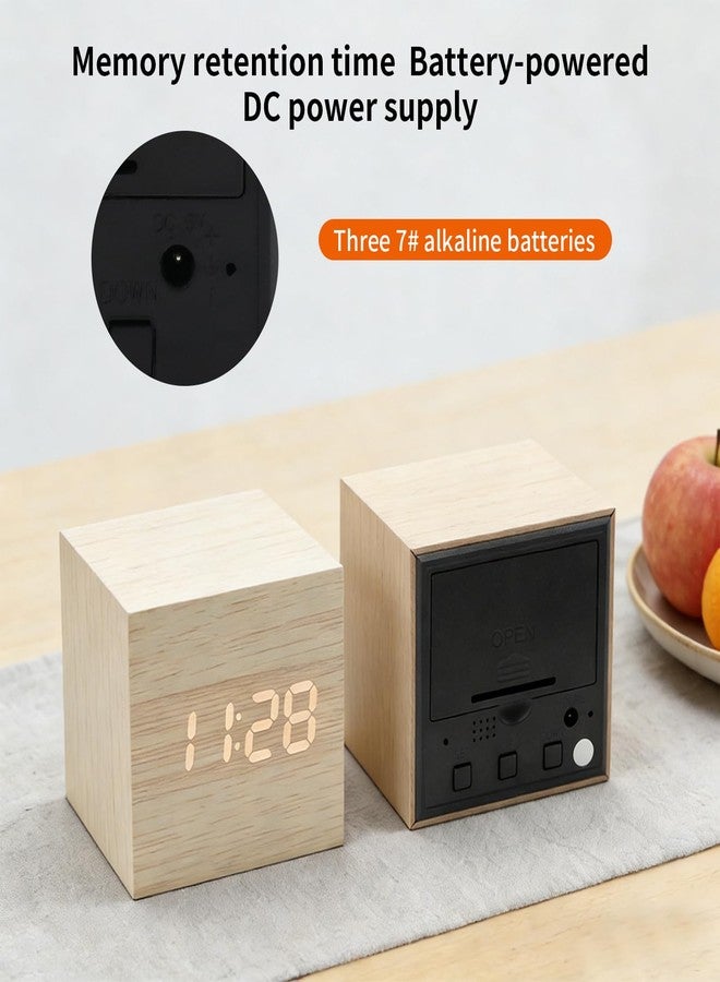 KESHIDE Wooden Digital Alarm Clocks for Bedrooms - Small LED Clock with, DC Port, Temperature, Snooze, DST, Wood Décor, Adapter Powered - Image 5
