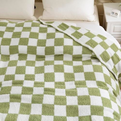 YIRUIO Checkered Knit Throw Blanket Ultra Soft Microfiber Reversible,Fluffy Fuzzy Cozy Throw for Bed,Sofa Couch Home Decor - Image 3