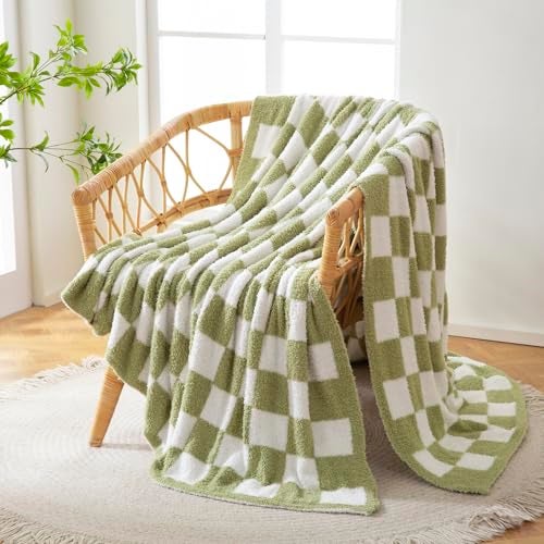YIRUIO Checkered Knit Throw Blanket Ultra Soft Microfiber Reversible,Fluffy Fuzzy Cozy Throw for Bed,Sofa Couch Home Decor - Image 5