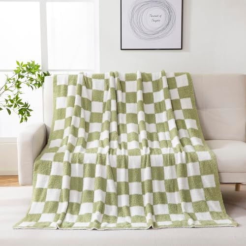 YIRUIO Checkered Knit Throw Blanket Ultra Soft Microfiber Reversible,Fluffy Fuzzy Cozy Throw for Bed,Sofa Couch Home Decor - Image 4