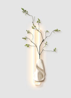 ون لايت مصباح حائط LED فاخر بتصميم نباتات خضراء أكريليك لغرفة المعيشة مع جهاز تحكم عن بعد لاسلكي يعمل باللمس، لوحة فنية جدارية جمالية حديثة لغرفة النوم والأريكة وخلفية الردهة  - Image 5