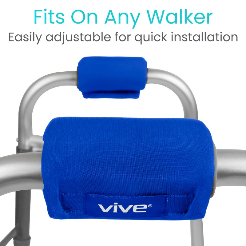 Vive Walker Handle Cushions - Padded Hand Covers - Soft Padding Medical Accessories for Folding Rolling Wheelchair, Rollator Handle, Senior, Elderly Grippers - Foam Crutch Pads Grips - Mobility Aid (Blue) - Image 3